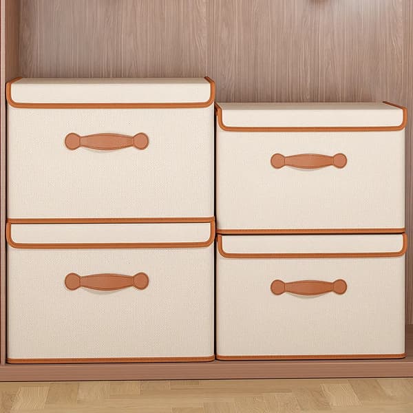 Opbevaringsboks, Foldbart Design, Holdbart Materiale,42L Beige