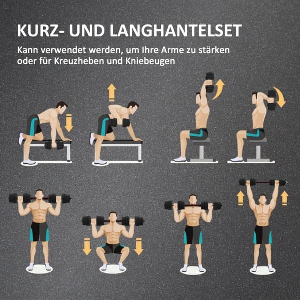 Hantelset, Justerbart Vikt, Halkfri Design,30KG