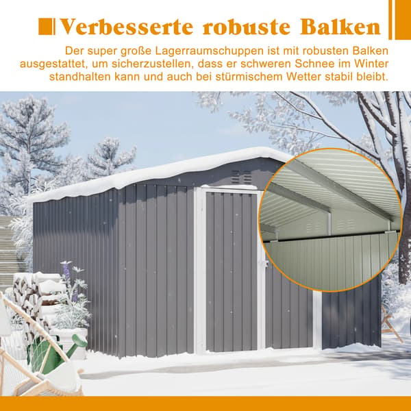 Trädgårdsförvaringsskåp, Galvaniserat Stål, Vattentät Design,GRÅ
