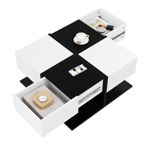 Kaffebord, Moderne Design, God Opbevaring,Sort Hvid