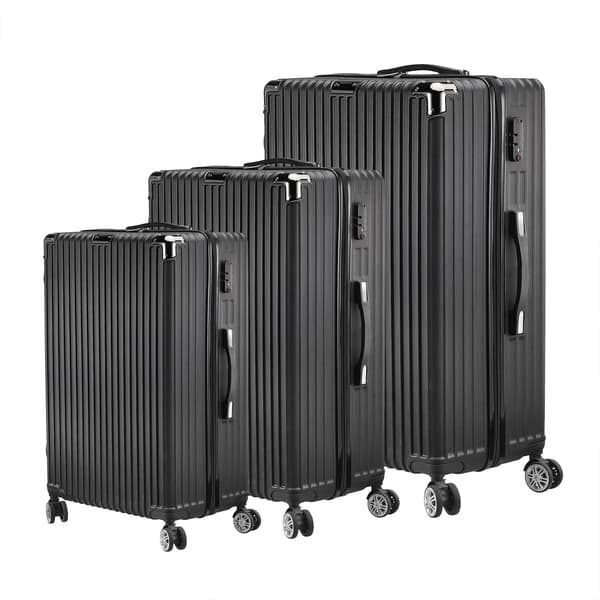Bagagesæt, Holdbart ABS-plast, 4 Spinner-hjul,Sort-C