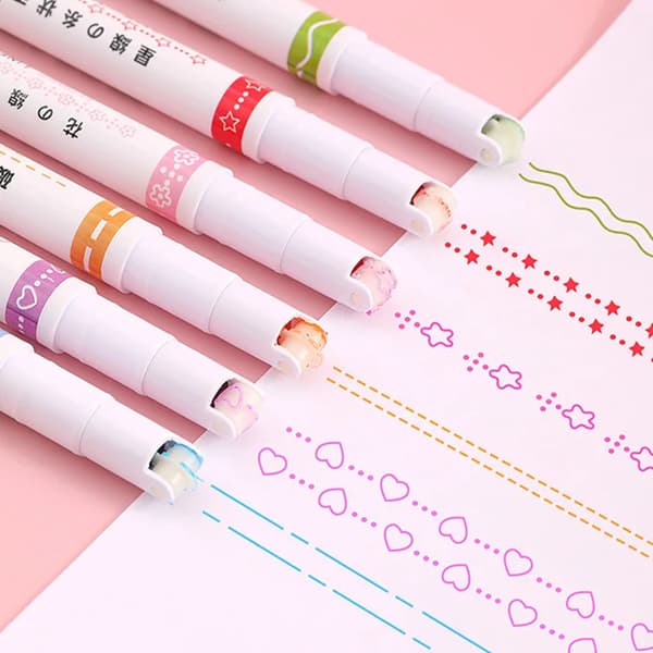 Markerpennor, Roller Tip Design, Set med 6 färger,6st