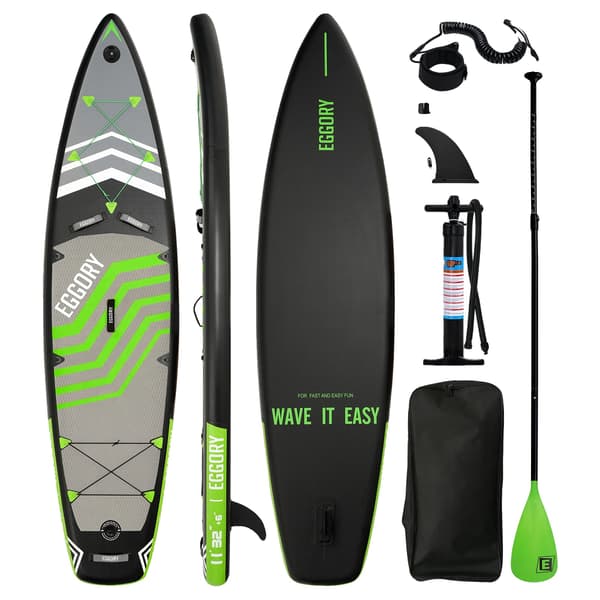 Stand Up Paddle Board, 11FT Längd, Hållbart PVC Material,Fluorescerande Grön