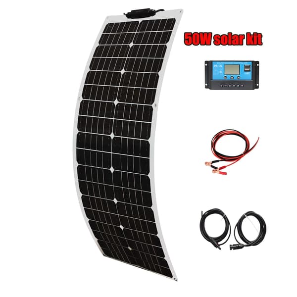 Flexibelt 50W solpanel, hög effektivitet 24%, lättviktsdesign,12V 50W solarkit