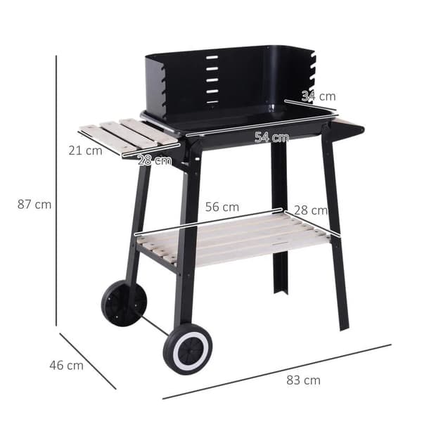 Kolgrill, Justerbart Grillgaller, Terränghjul,Som bild