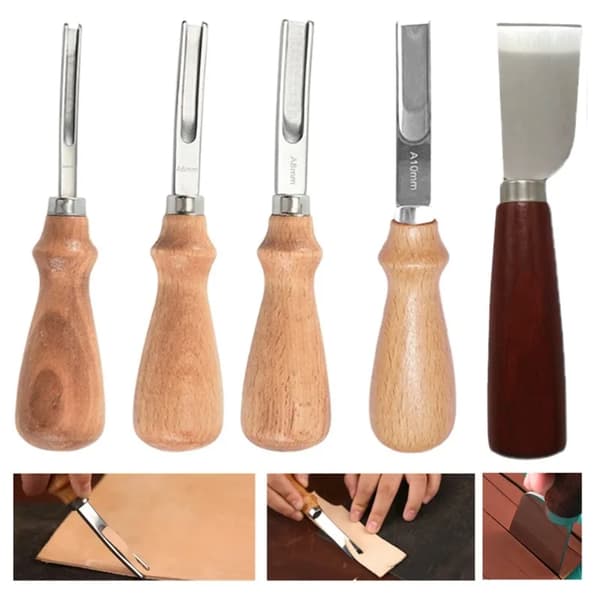 Læderhåndværk Værktøjssæt, Præcisionsskæring, Holdbart Design,5Pcs