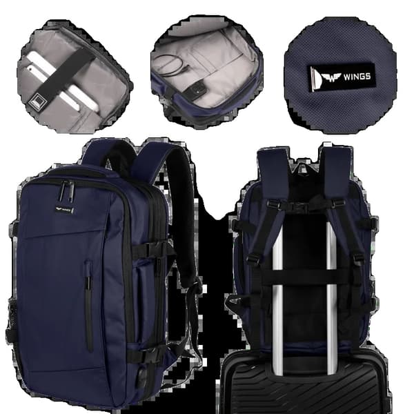 Ryggsäck, USB-laddningsport, Unisexdesign,Blå
