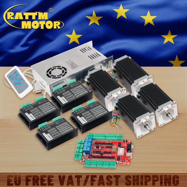 CNC-controllerkit, steppermotorer, breakout-board,4 akse sæt