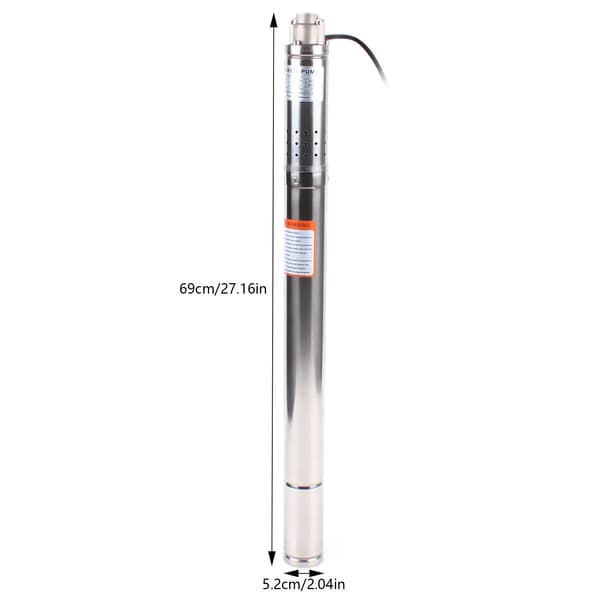 Dybbrøndspumpe, Rustfrit Stål Krop, Høj Flow Rate,EU, Sølv, 220V