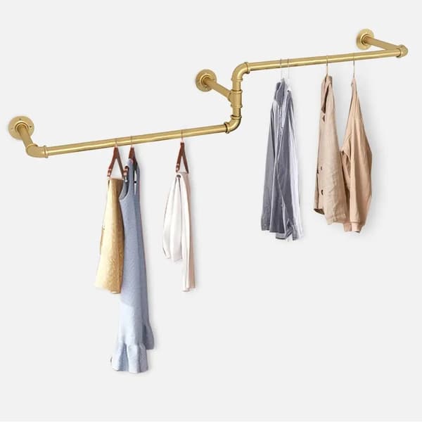 Klädstång, Väggmonterad, Robust Metalldesign,Guld