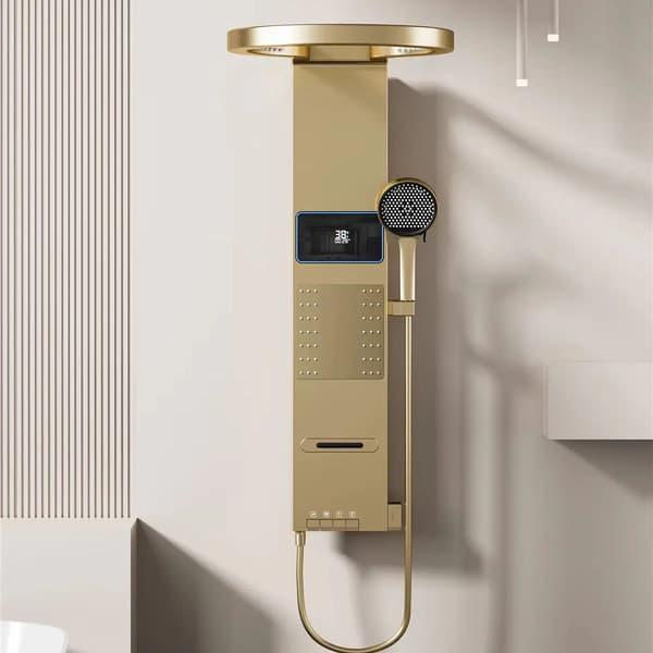 Duschset, Väggmonterad, LED-ljusegenskap,Guld