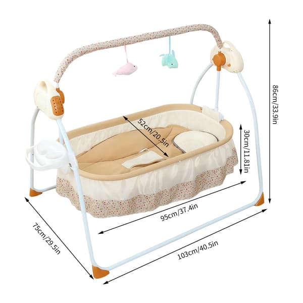 Babyseng, Bluetooth-forbindelse, justerbar svingamplitude,Khaki