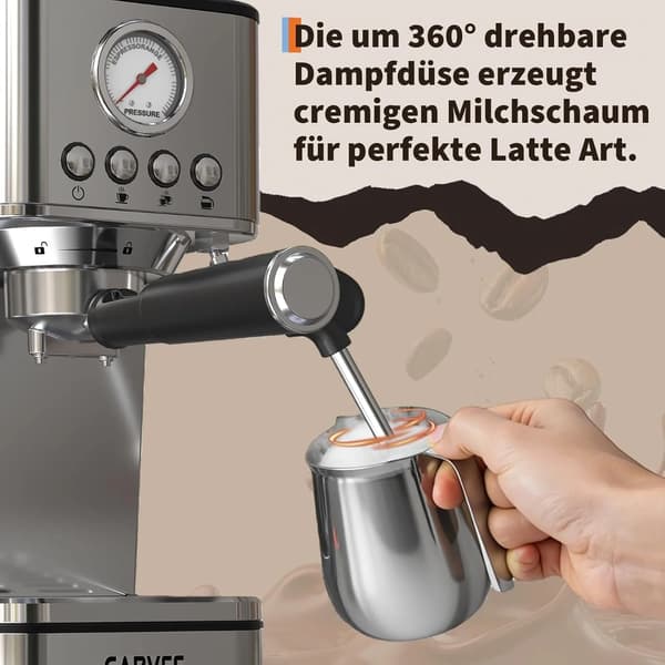 Espressomaskin, 20 Bar Pumptryck, Thermoblock Värmesystem,Silver
