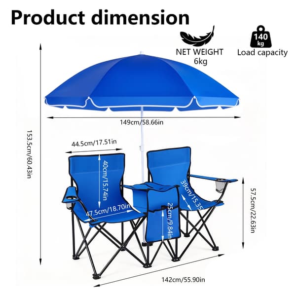 Campingstol, Bärbar Design, Solskyddsmarkis,Blå(pe)
