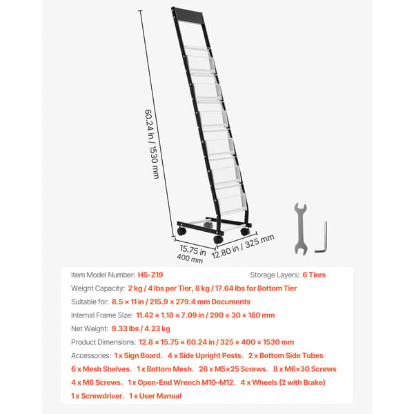 Magasinholder, Holdbart Metal Design, Nem Samling,6 niveauer