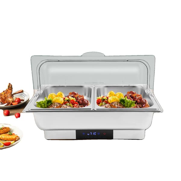 Elektrisk Chafing Dish, Justerbar Temperatur, Rustfrit Stål,Sølv