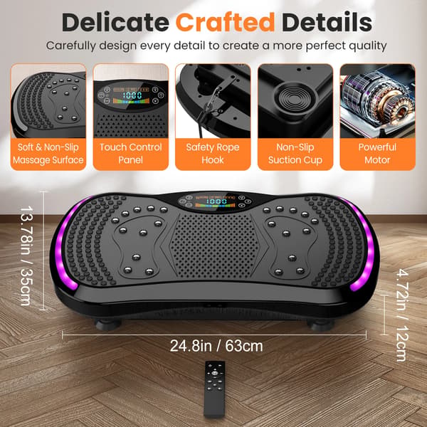 Vibrationsplade Træningsmaskine, 9 Programtilstande, Bluetooth Højttaler,9 Sport Udstyr