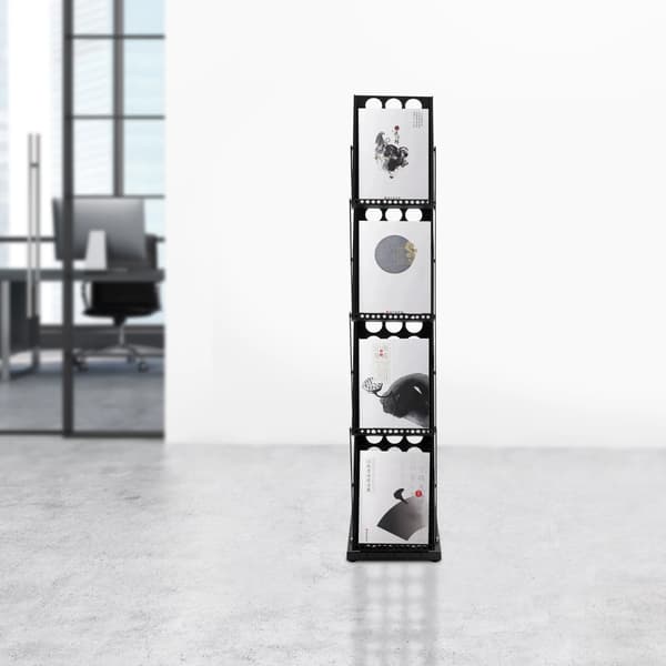 Magasinholder, Foldbart Design, Rummelig Opbevaringsplads,sort