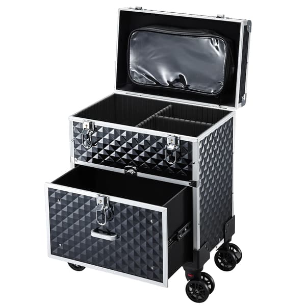 Makeup Case, Rullende Design, Rummelig Opbevaring,Klassisk Sort