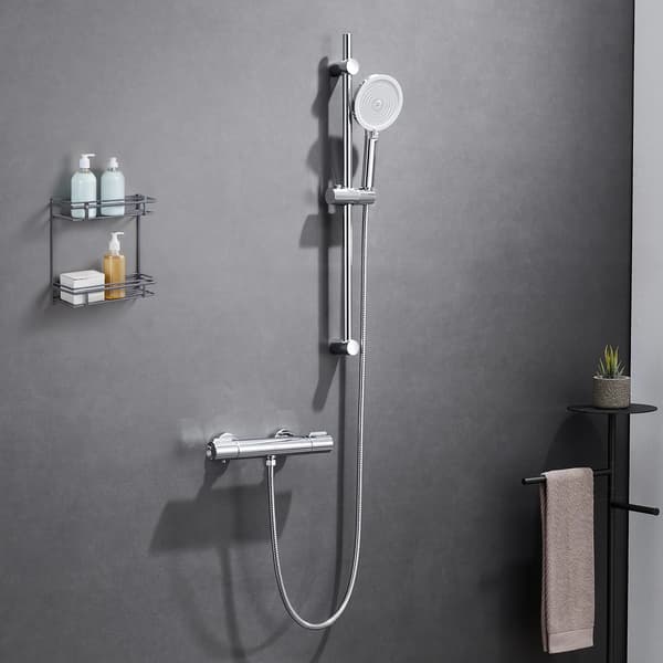 Brusesæt, Justerbar Højde, Multifunktionel Spray,Krom, 70cm