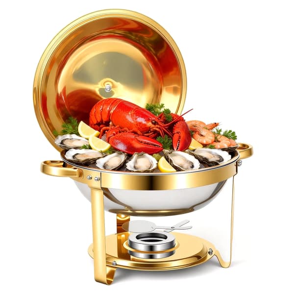 Chafing Dish Buffet Server, 5QT Kapacitet, Premium Rustfrit Stål,2 PCS-a, Gul Farve-a