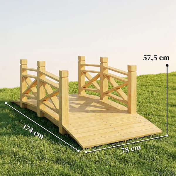 Träbro, Stabil Lastkapacitet, Elegant Design,Beige, 5x3ft