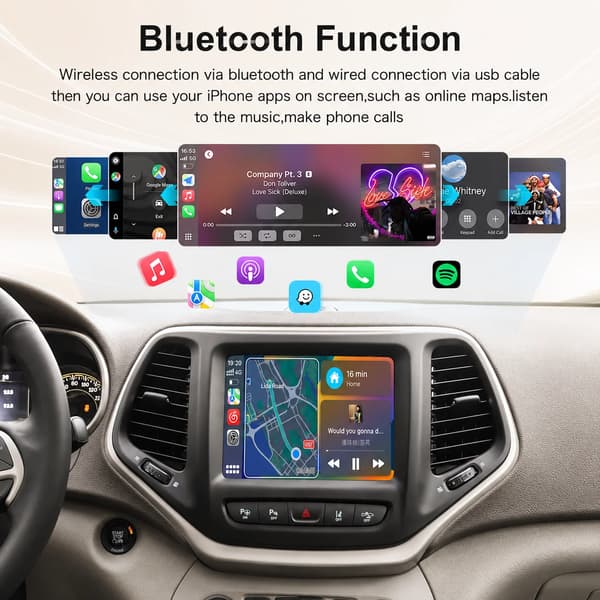 Trådlös CarPlay Android Auto Gränssnitt, Navigationsstöd, Bluetooth-kompatibilitet,För Dodge Jeep
