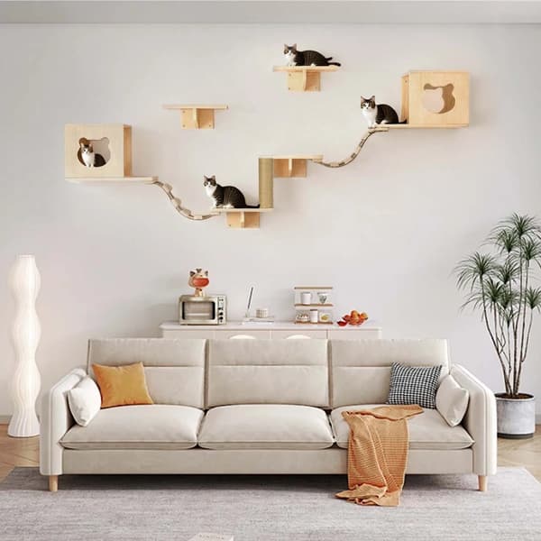 Kattträd, Tredelad Design, Multifunktionella Funktioner,GUL