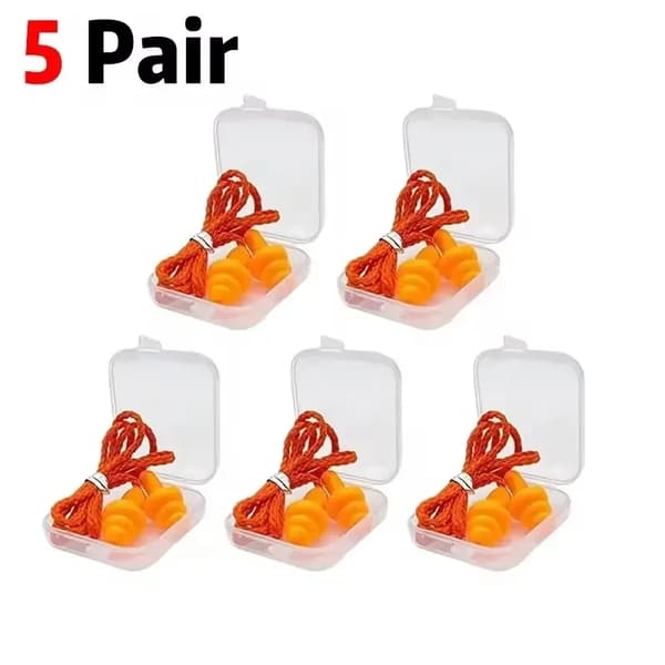 Bullerdämpande öronproppar, Återanvändbar design, Bekväm passform,5 Par Orange
