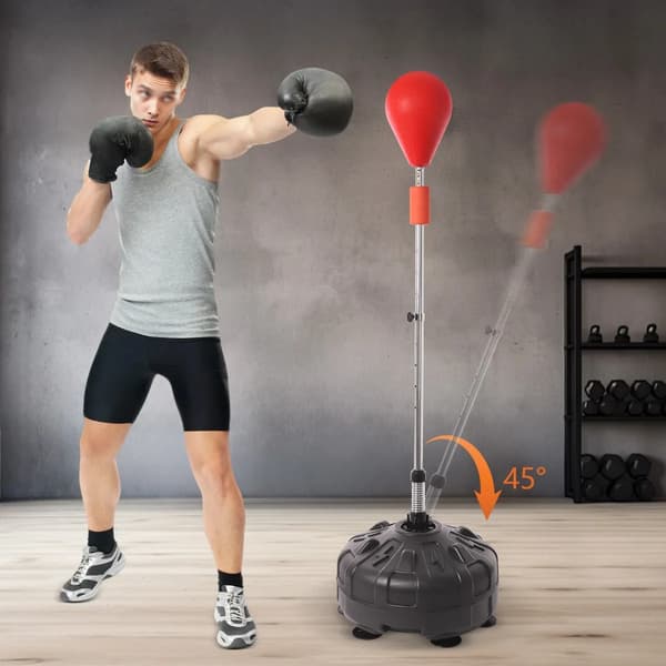 Boxningsreflexboll, Justerbar Höjd, Stabil Bas,Röd