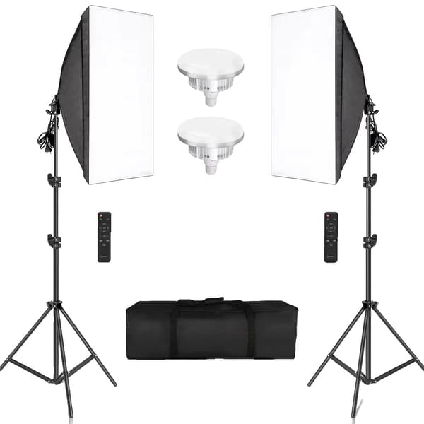 Softbox Belysningskit, 3 Softboxe, 135W Pærer,70W 3 Farver