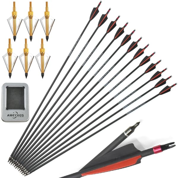 Pilar, Kolfiberkonstruktion, 100 Grain Stål Broadhead,set1