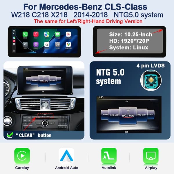Autovideosoitin, langaton CarPlay, langaton Android Auto,NTG 5.0
