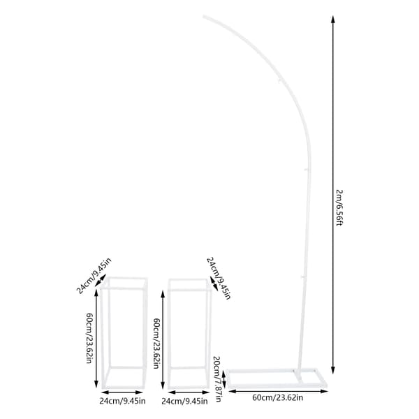 Blomsterställ, Tre-delars Set, Hållbar Stål Konstruktion,VIT, M