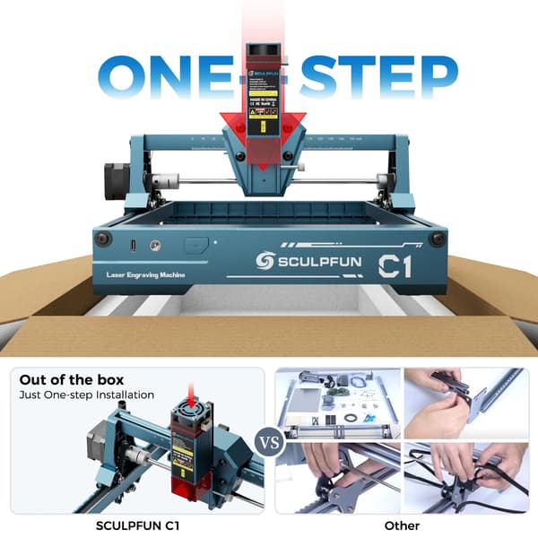 Mini Laser Gravør, Ultra-Fine Punkt, Brugervenlig Opsætning,EU, SCULPFUN C1
