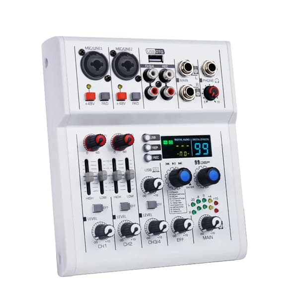 Mini Audio Mixer, 99 DSP Effekter, Bluetooth & USB Funktionalitet,HVID