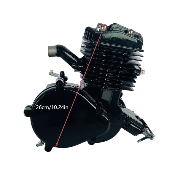 Cykelmotor, 80cc, 2-takts ydeevne,sort