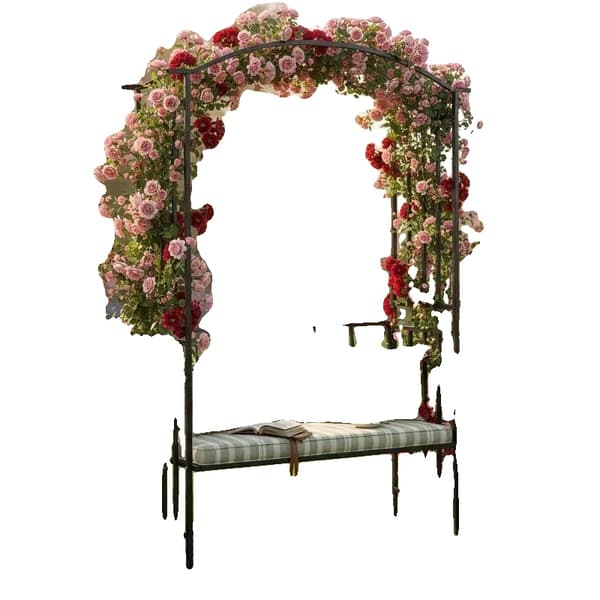 Pergola, Udendørs Bænk, Jernkonstruktion,sort