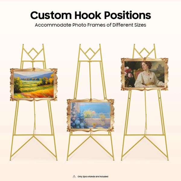 Display Easel Stativ, Justerbart og Robust Design, Ideelt til Begivenheder,Guld