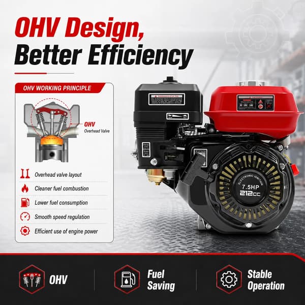 Benzinmotor, 4 kW Effekt, Stille Drift,sort