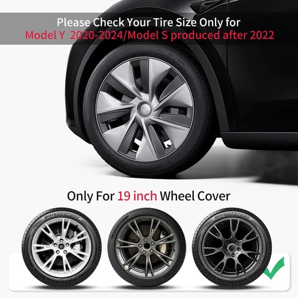 Hjulnavsæt, 19 Tommer, Designet til Tesla-modeller,Matte Sort, Model Y 19Inch, Tesla