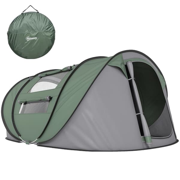 Campingtält, Snabbmonterad Design, Vattentätt Material, Grön och Grå