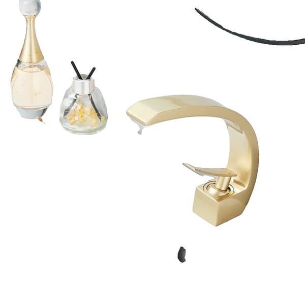 Basin Mixer Tap, Enkelt Greb, Vandbesparende Design,børstet guld