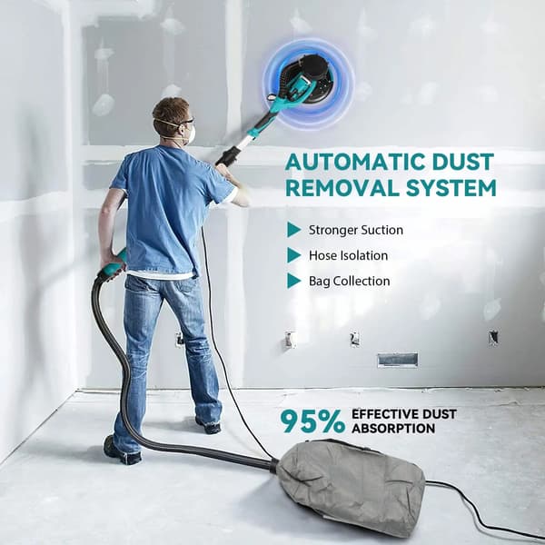 Gipsväggsslip, 5-hastighetskontroll, integrerat dammavlägsnande system,1250W