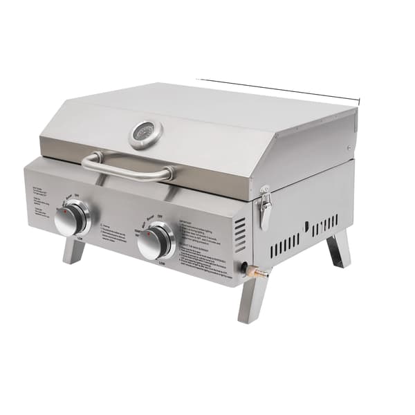 Gasgrill, 2 brændere, bærbart design,Sølv