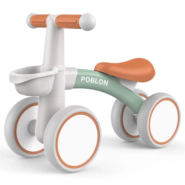 Balancecykel, Justerbart sæde, Fire hjul,Grøn