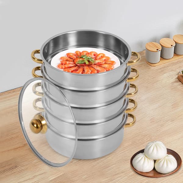 Dampkogepande, Rustfrit Stål, Stort Kapacitet Design,Sølv
