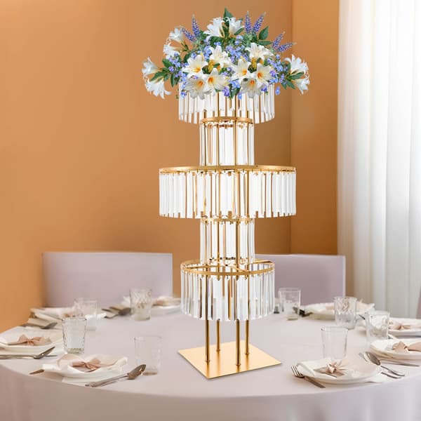 Blomsterstand, 5 niveauer, elegant design,Klar Guld