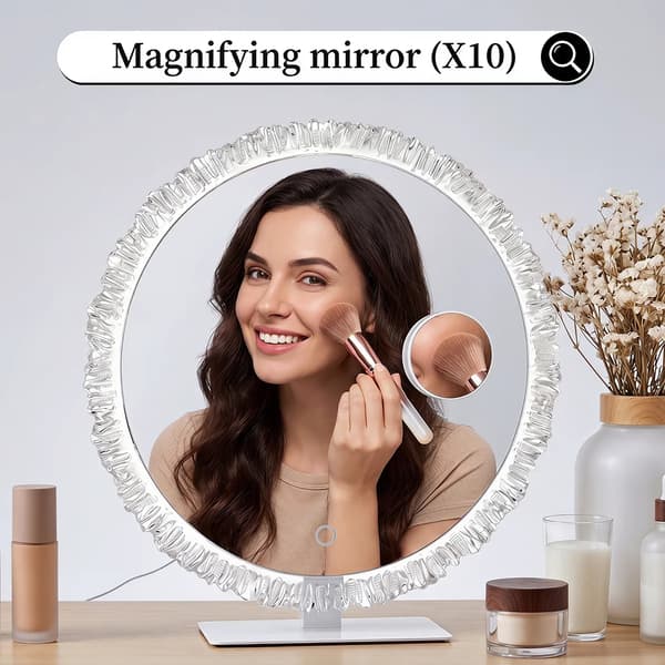 Makeup Spejl, LED Belysning, 10x Forstørrelse,Klar