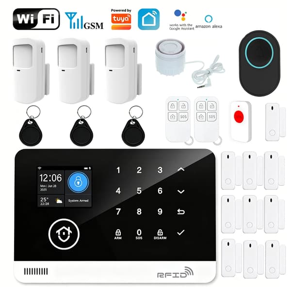 Sikkerhedsalarmssystem, Trådløs forbindelse, Smart Home-kompatibilitet,22Pcs Kit, Engelsk-b
